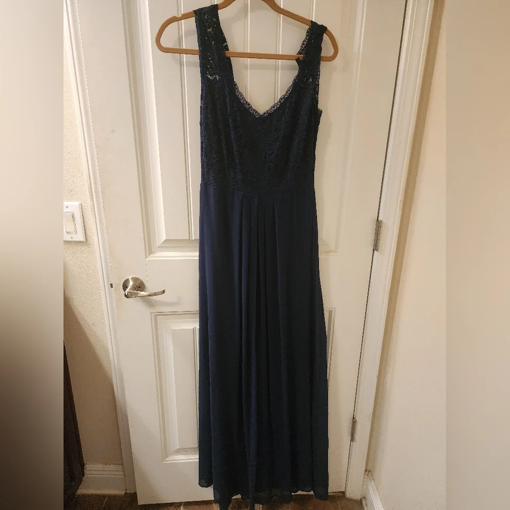 Miusol Navy Lace Maxi Dress Sleeveless Formal Evening Dress Size M - Picture 4 of 7